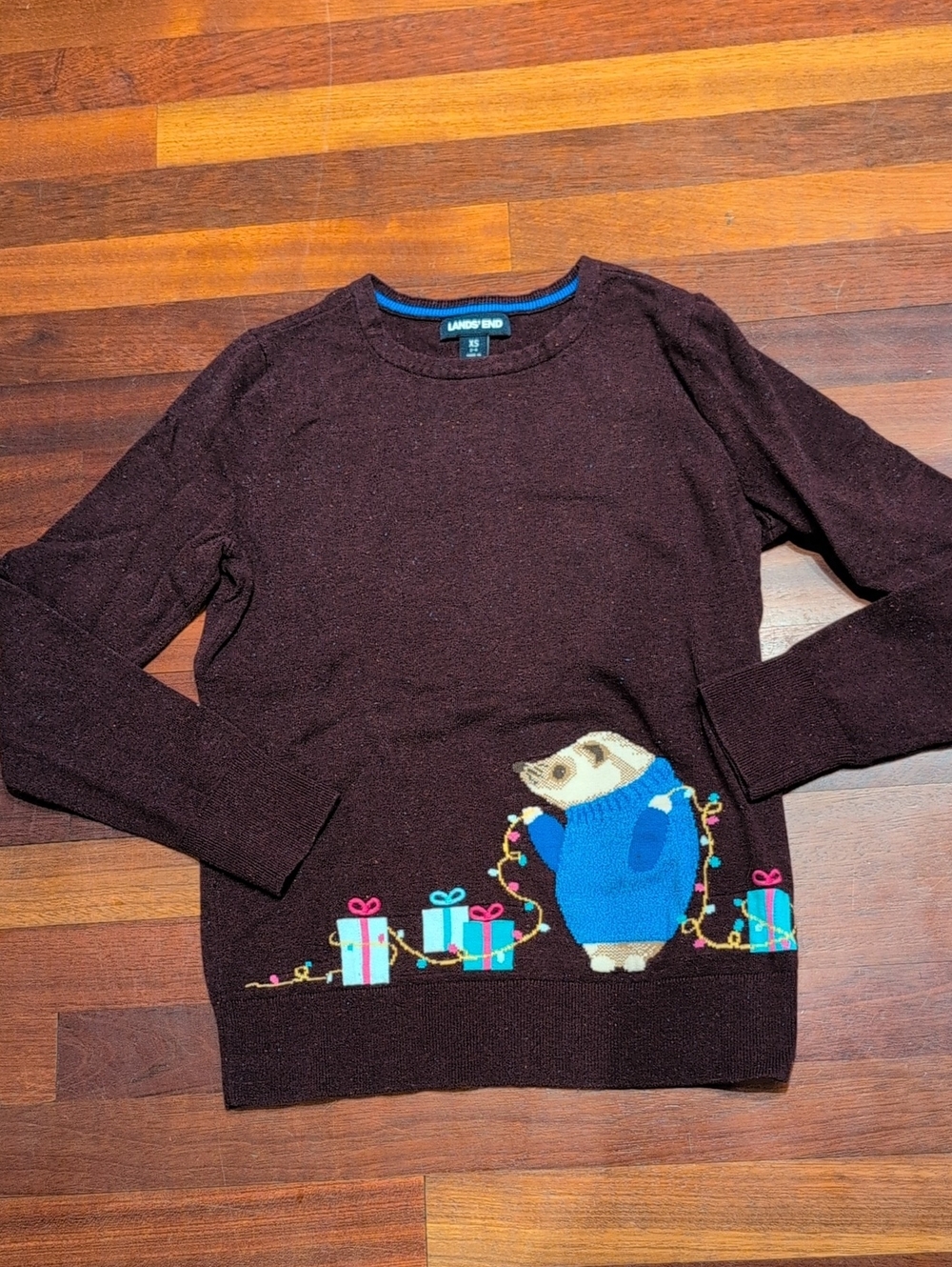 Lands' End Hedgehog Christmas Holiday Sweater